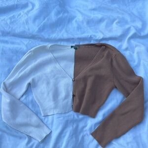 bicolor cropped cardigan